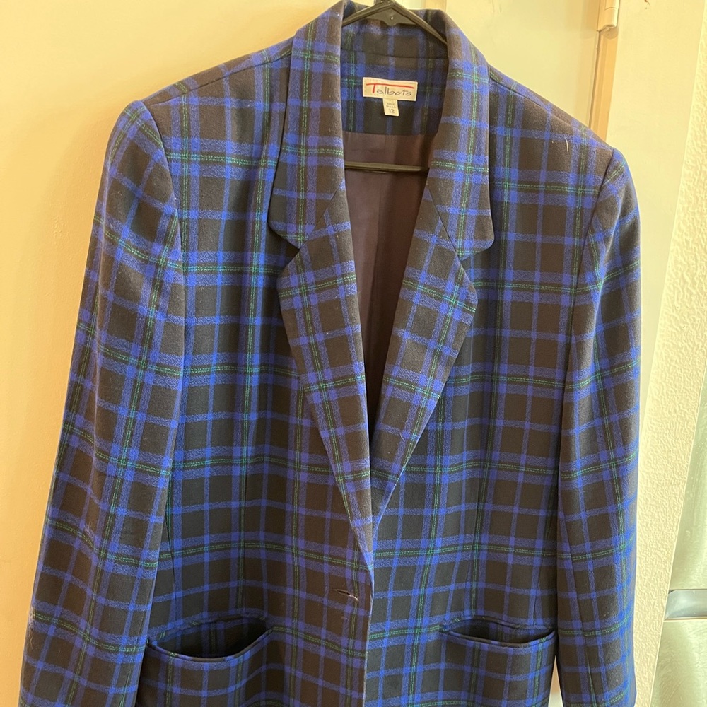 Talbots Blue and Green Sport Coat with Structured Silhouette